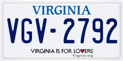 VA license plate VGV2792