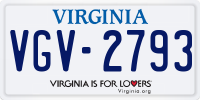 VA license plate VGV2793