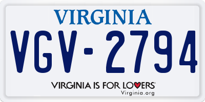 VA license plate VGV2794