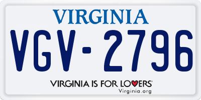 VA license plate VGV2796