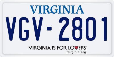 VA license plate VGV2801