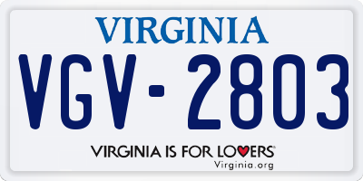 VA license plate VGV2803