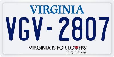 VA license plate VGV2807