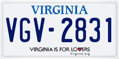 VA license plate VGV2831