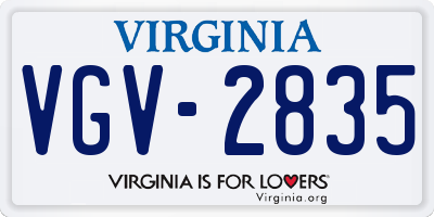 VA license plate VGV2835