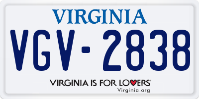 VA license plate VGV2838