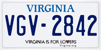 VA license plate VGV2842
