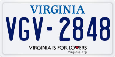 VA license plate VGV2848