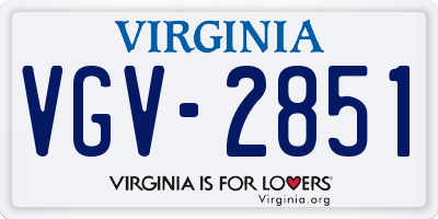 VA license plate VGV2851