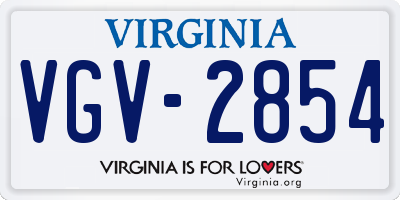 VA license plate VGV2854