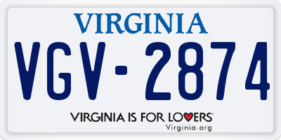 VA license plate VGV2874