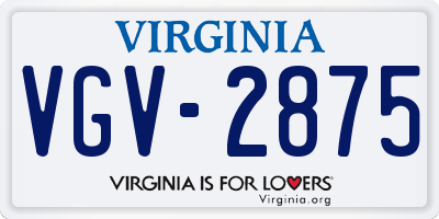 VA license plate VGV2875