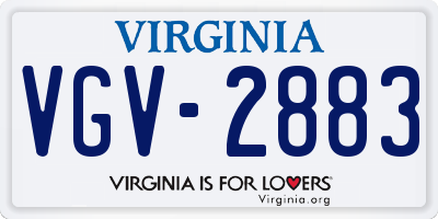 VA license plate VGV2883