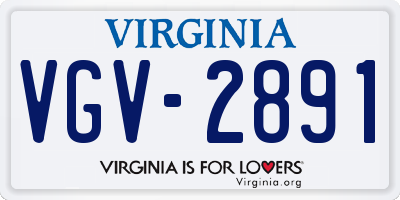 VA license plate VGV2891
