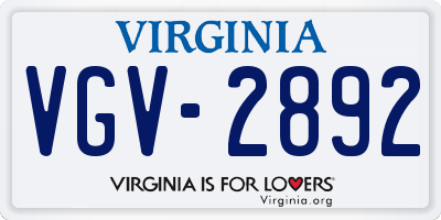 VA license plate VGV2892