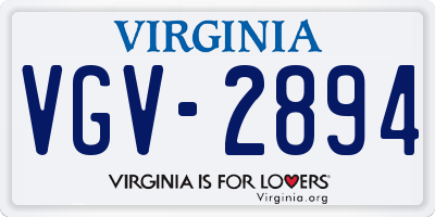 VA license plate VGV2894