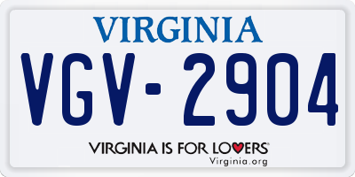 VA license plate VGV2904