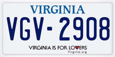 VA license plate VGV2908