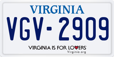 VA license plate VGV2909