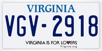 VA license plate VGV2918
