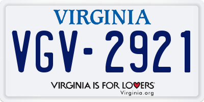 VA license plate VGV2921