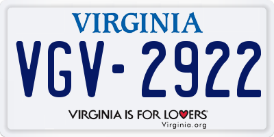 VA license plate VGV2922