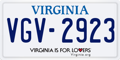 VA license plate VGV2923