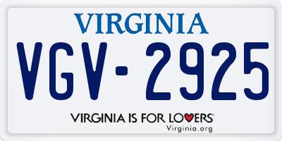 VA license plate VGV2925