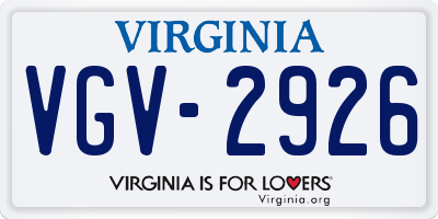 VA license plate VGV2926