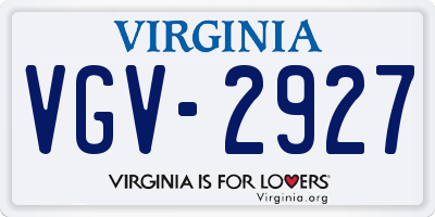 VA license plate VGV2927
