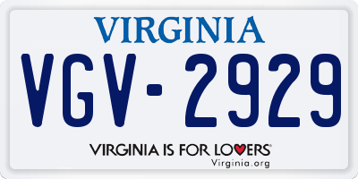 VA license plate VGV2929