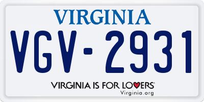 VA license plate VGV2931