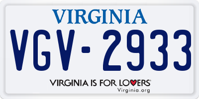 VA license plate VGV2933