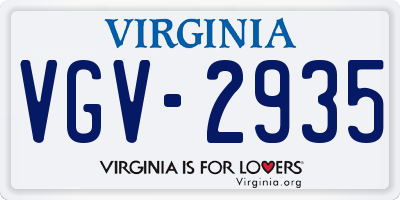 VA license plate VGV2935