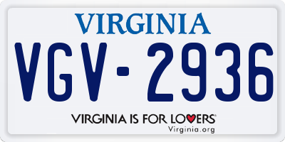 VA license plate VGV2936