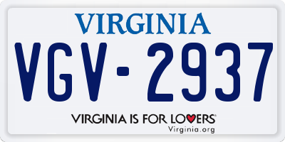 VA license plate VGV2937