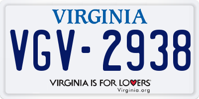 VA license plate VGV2938