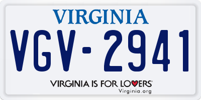 VA license plate VGV2941