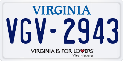 VA license plate VGV2943