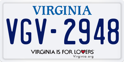 VA license plate VGV2948