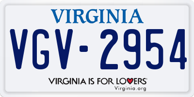 VA license plate VGV2954