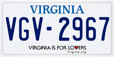 VA license plate VGV2967