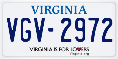 VA license plate VGV2972
