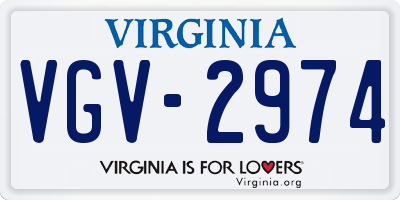 VA license plate VGV2974