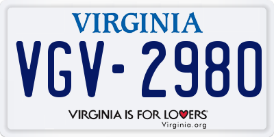 VA license plate VGV2980