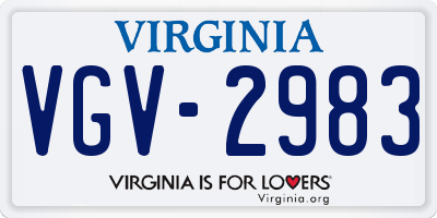 VA license plate VGV2983