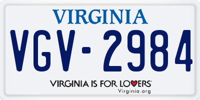 VA license plate VGV2984