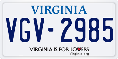 VA license plate VGV2985