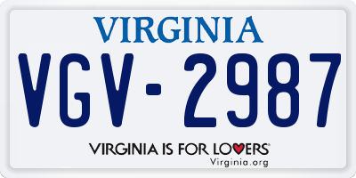 VA license plate VGV2987