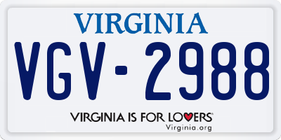 VA license plate VGV2988